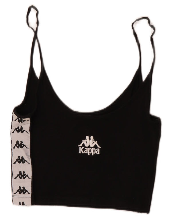 Kappa Womens Graphic Crop Cami Top UK 4 XS Schwarz Colourblock Baumwolle