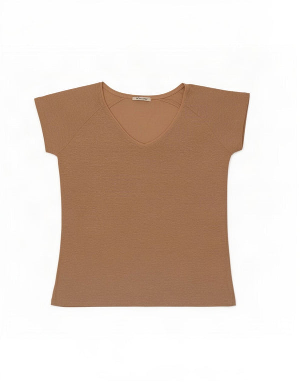 Massimo Dutti Damen T-Shirt Top UK 16 Large Beige Leinen