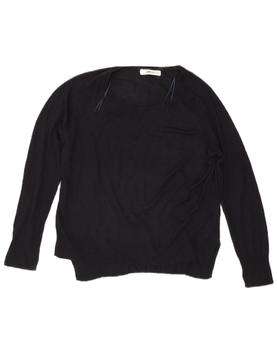 Zara Damen-Pullover mit U-Boot-Ausschnitt, Gr. 14, mittleres Marineblau