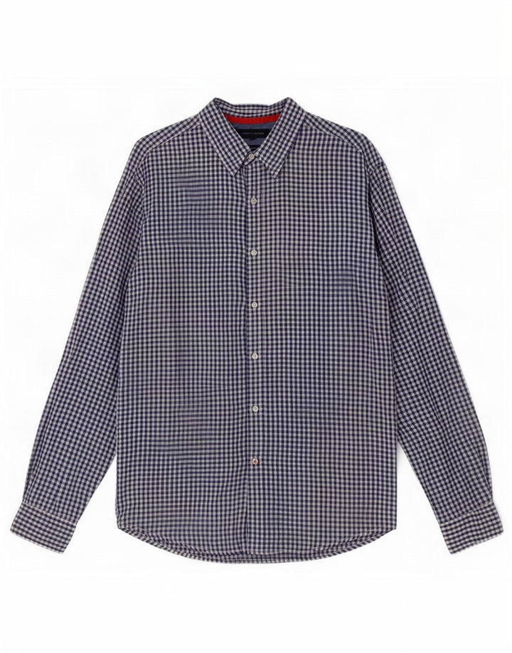 Tommy Hilfiger Herrenhemd Mittelblaues Gingham-Leinen