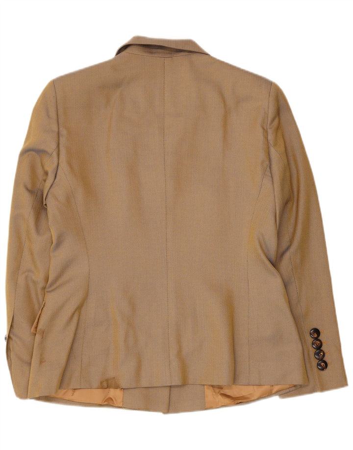 Escada Womens Elements Blazer Jacke UK 12 Mittelbeige Herringbone