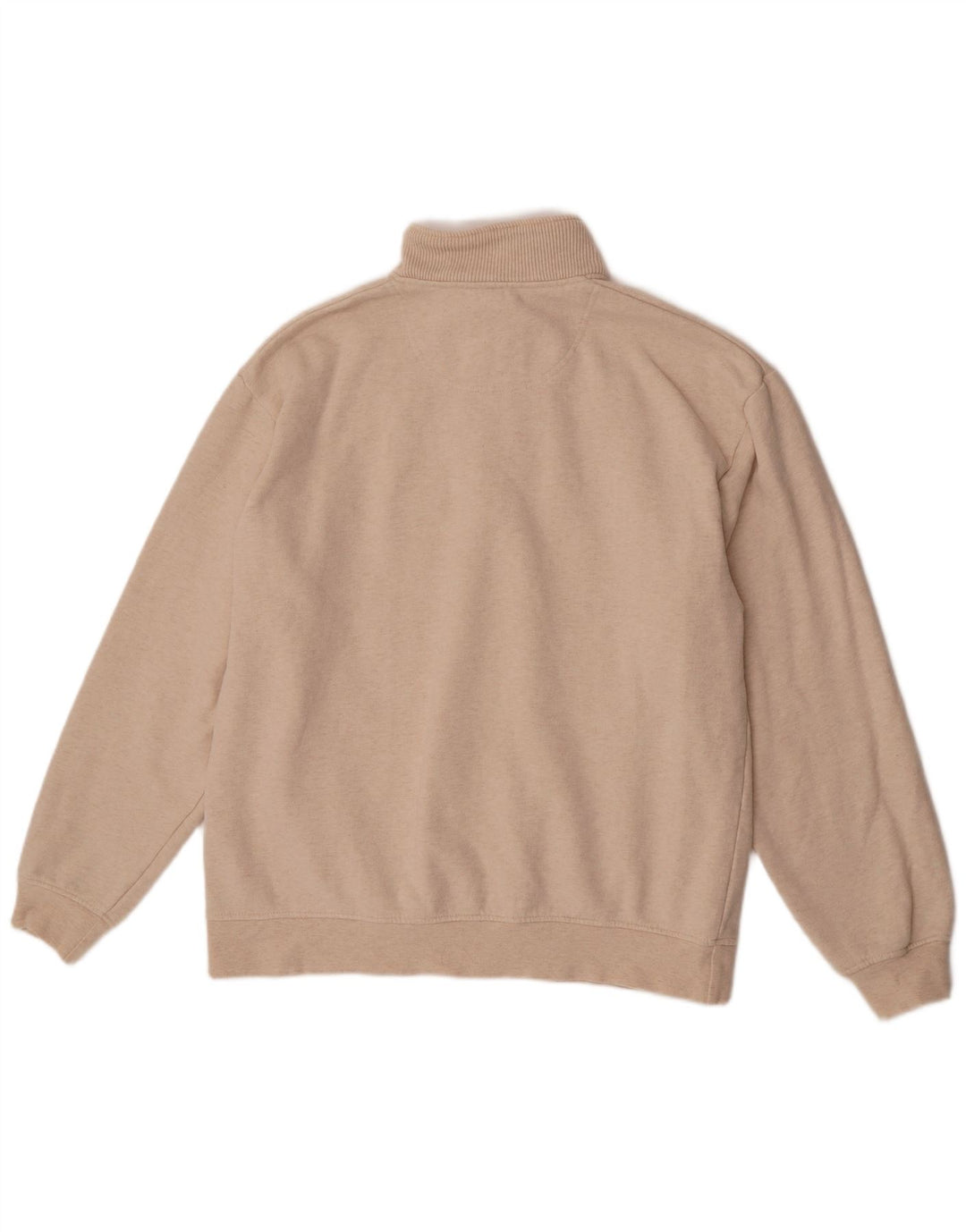 Orvis Herren-Sweatshirt mit Reißverschluss am Hals, groß, beige gesprenkelte Baumwolle