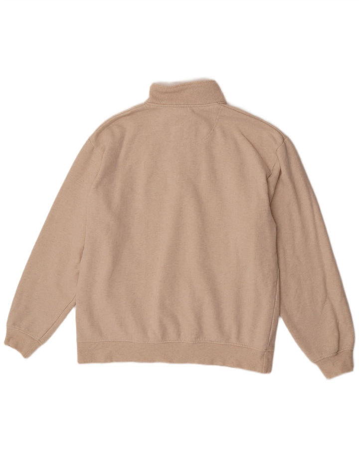 Orvis Herren-Sweatshirt mit Reißverschluss am Hals, groß, beige gesprenkelte Baumwolle
