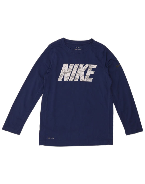 Nike Jungen Dri Fit Graphic Top Langarm 10–11 Jahre Medium Marineblau