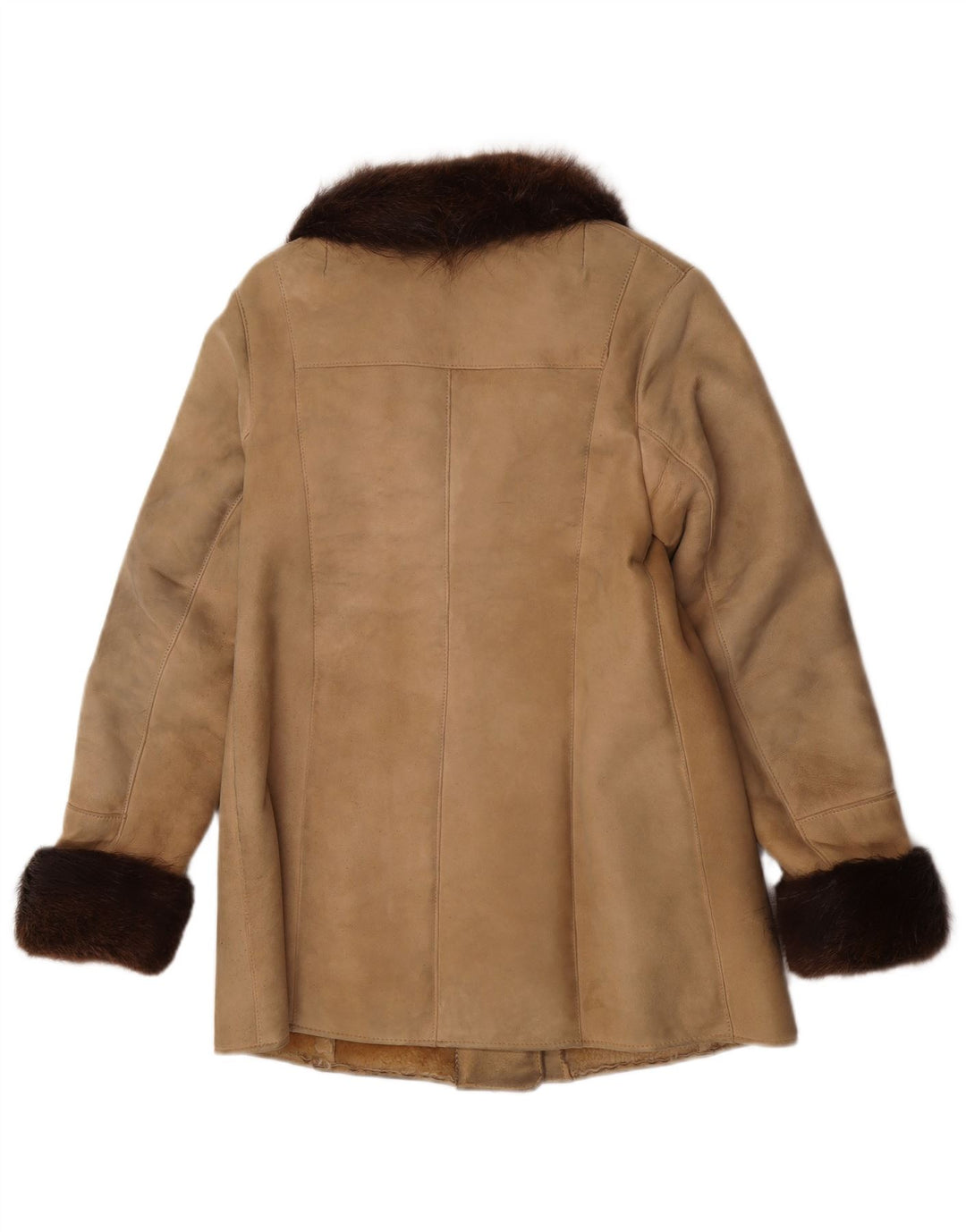 Vintage Damen Lammfellmantel UK 10 Small Beige
