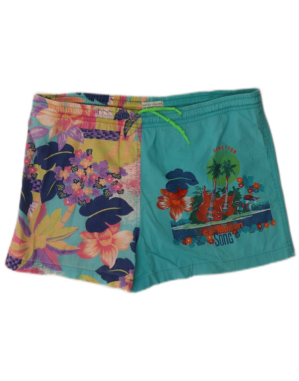 Benetton Herren Badeshorts Medium Türkis Blumenmuster