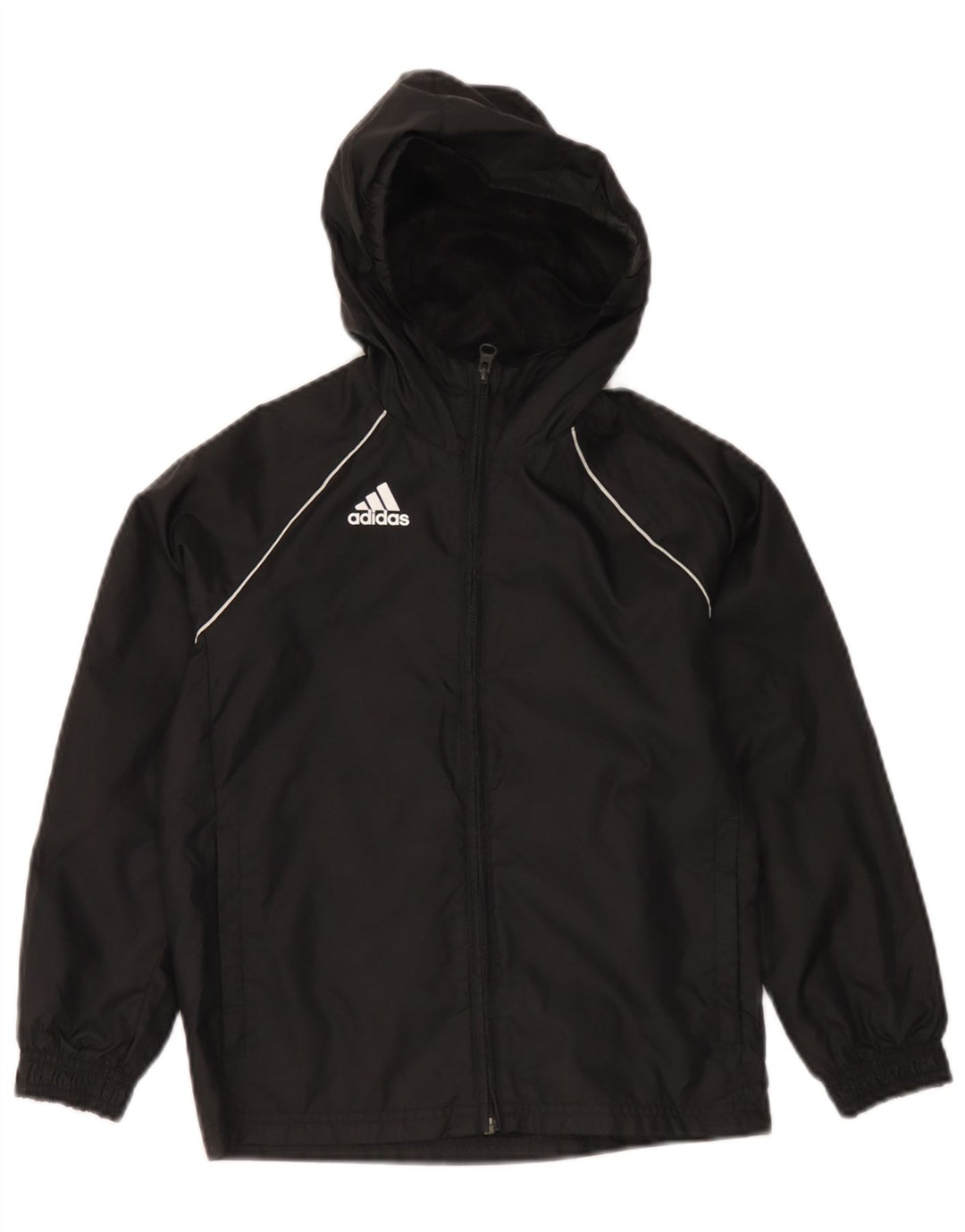Adidas Regenjacke mit Kapuze für Jungen, 7–8 Jahre, schwarzes Polyester