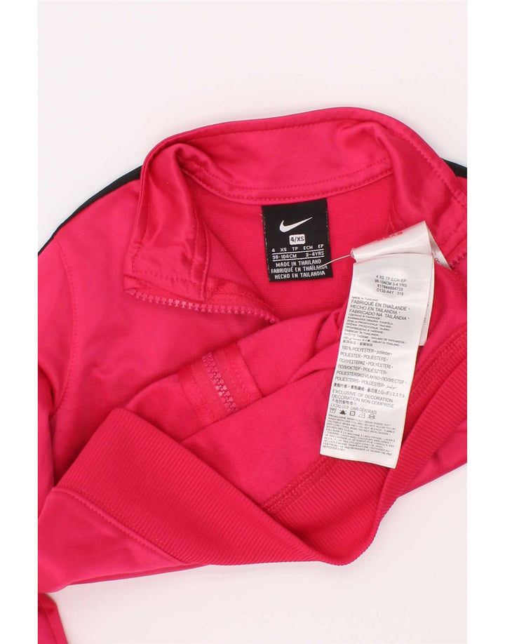 Nike Mädchen-Trainingsanzug-Top-Jacke, 3–4 Jahre, XS, rosafarbenes Farbblock-Polyester