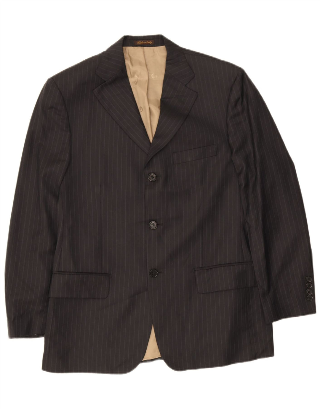 Marks & Spencer Herren-Blazer mit 3 Knöpfen, Gr. 38, Mittelschwarz, Nadelstreifen