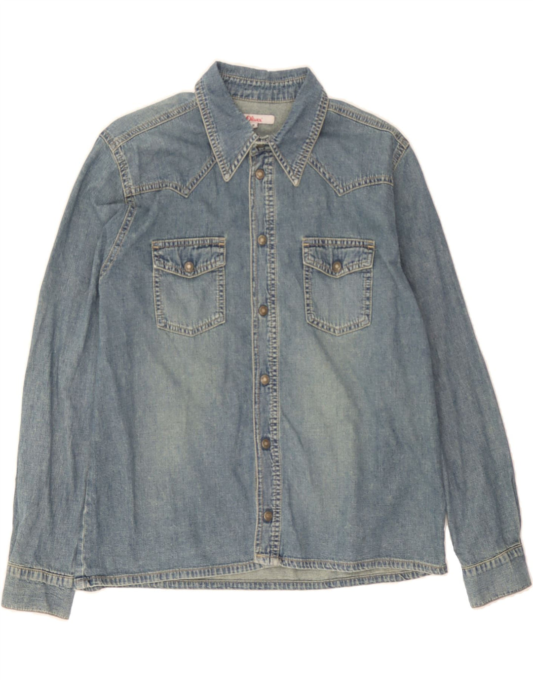 S.OLIVER Womens Denim Shirt EU 38 Medium Blue Cotton Vintage S.Oliver and Second-Hand S.Oliver from Messina Hembry 