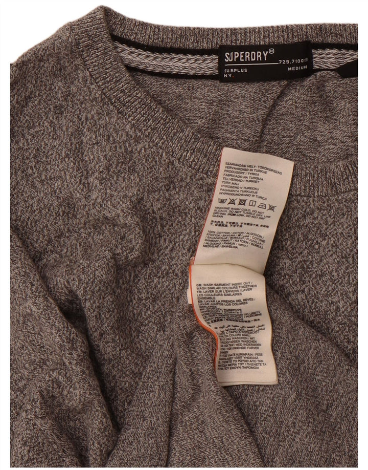 Superdry Herren Grafik-T-Shirt-Oberteil aus mittelgrau gesprenkelter Baumwolle
