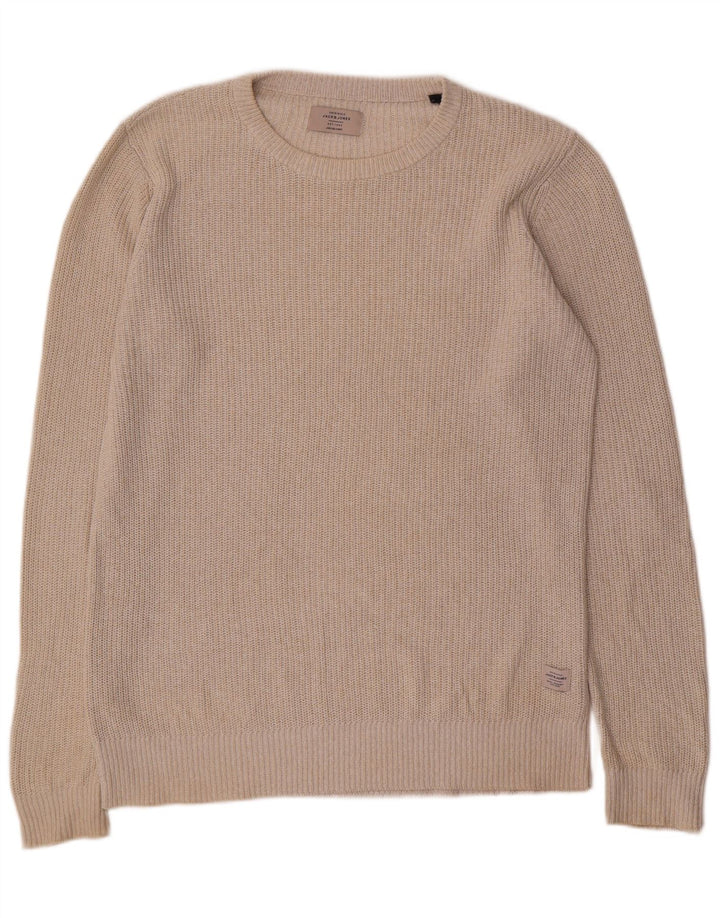 Jack & Jones Herren-Pullover mit U-Boot-Ausschnitt, groß, beige, Acryl