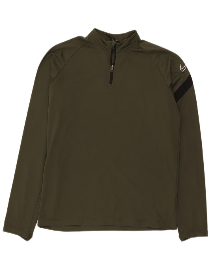 Nike Jungen-Pullover-Trainingsoberteil mit Reißverschluss, 13–14 Jahre, XL, Khaki, Farbblock