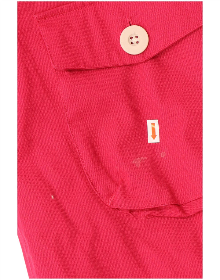 WEIRD FISH Womens Longline Hooded Utility Jacket UK 14 Large Pink Cotton