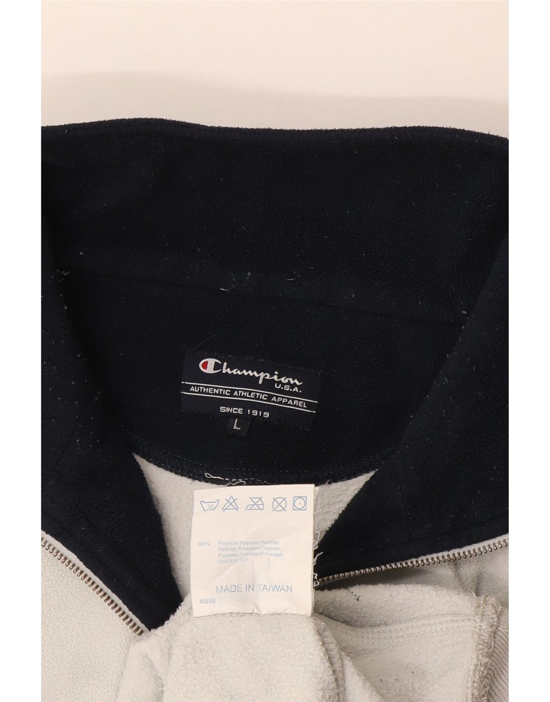 Champion Herren-Fleecepullover mit Reißverschluss am Hals, großes marineblaues Farbblock-Polyester