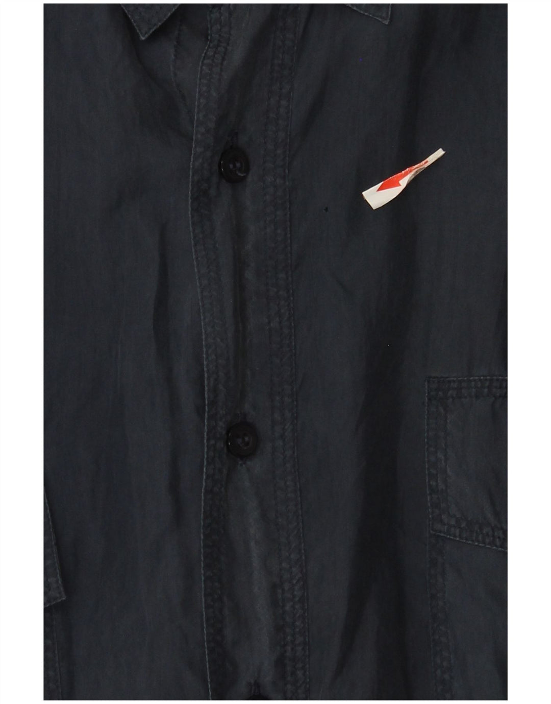 Vintage Herren Kurzarmhemd Große marineblaue Seide