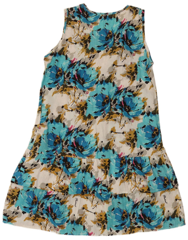 Positano by Jean Paul Damen-Stufenkleid UK 16 Großes blaues Blumenmuster