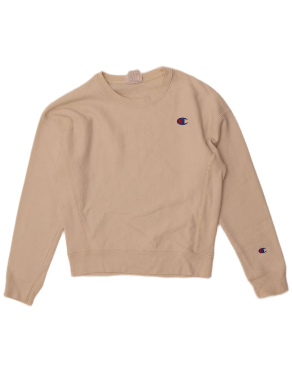 Champion Damen Reverse Weave Übergroßer Sweatshirt-Pullover, Gr. 10, Größe S, Weiß