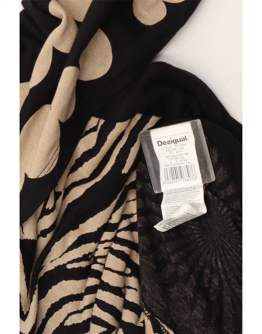 Desigual Damen grafischer asymmetrischer Rock Medium W28 Schwarz gepunktet