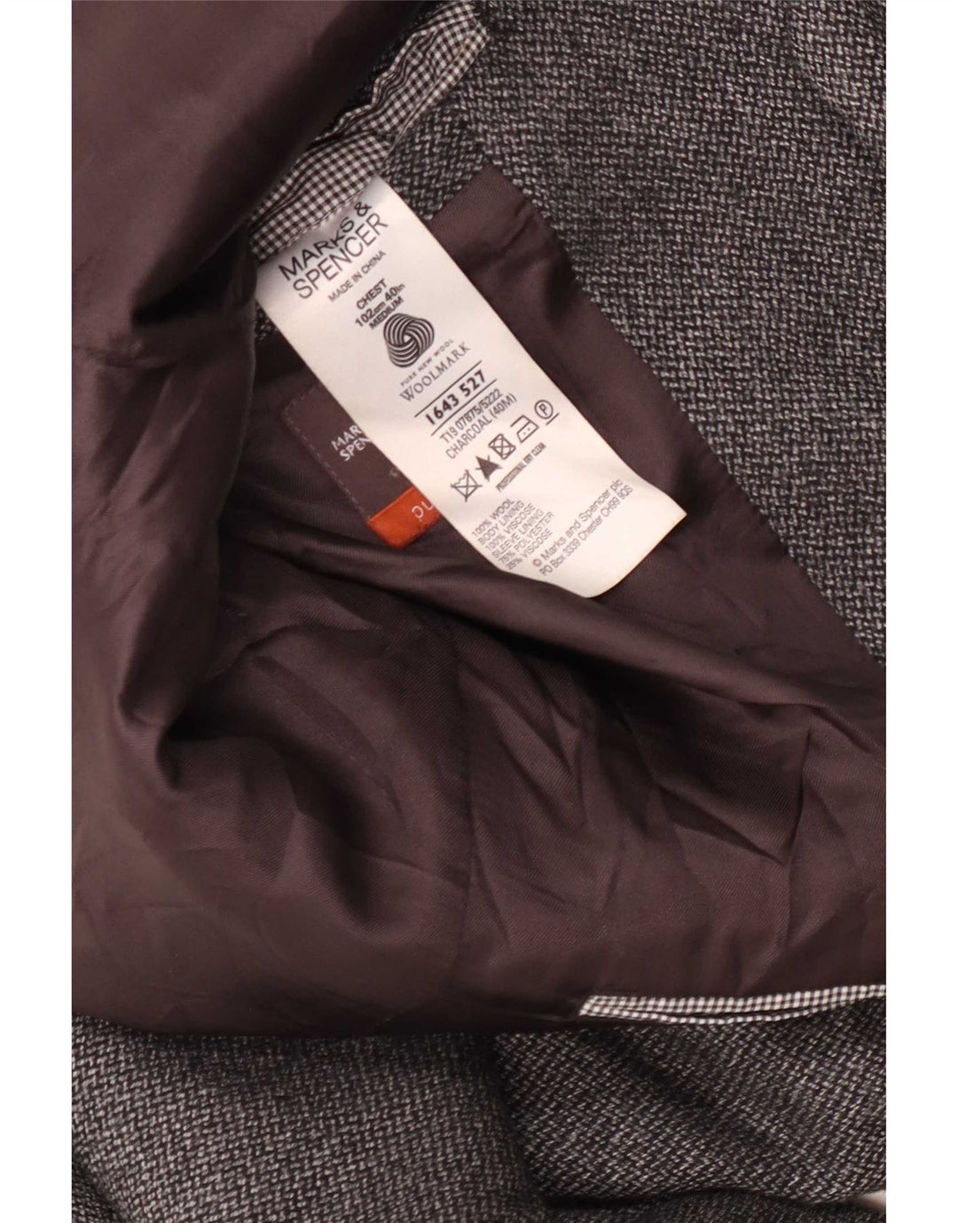 Marks & Spencer Herren-Blazer mit 2 Knöpfen, UK 40, mittelgraue Wolle