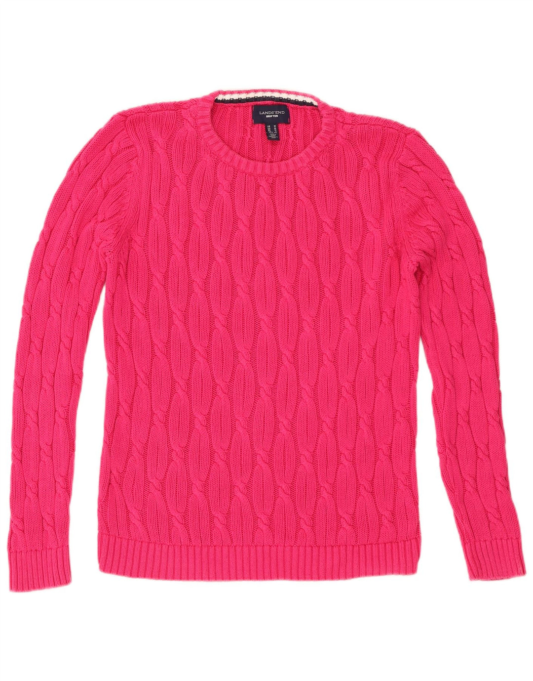 Lands End Damen-Pullover mit Rundhalsausschnitt, Gr. 14, mittelrosa, Baumwolle