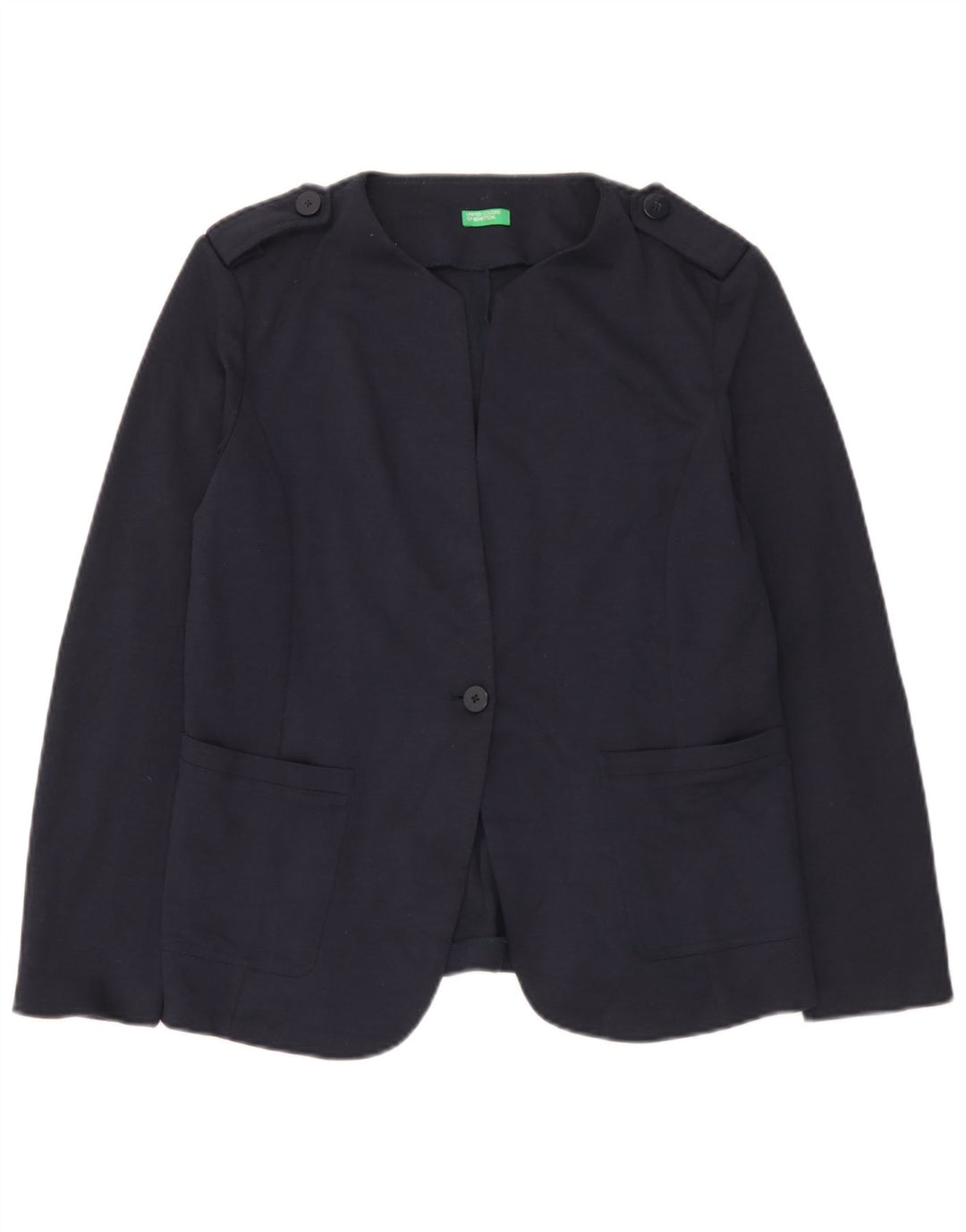 Benetton Damen-Blazer im Militär-Stil mit 1 Knopf, Gr. 40, Marineblau