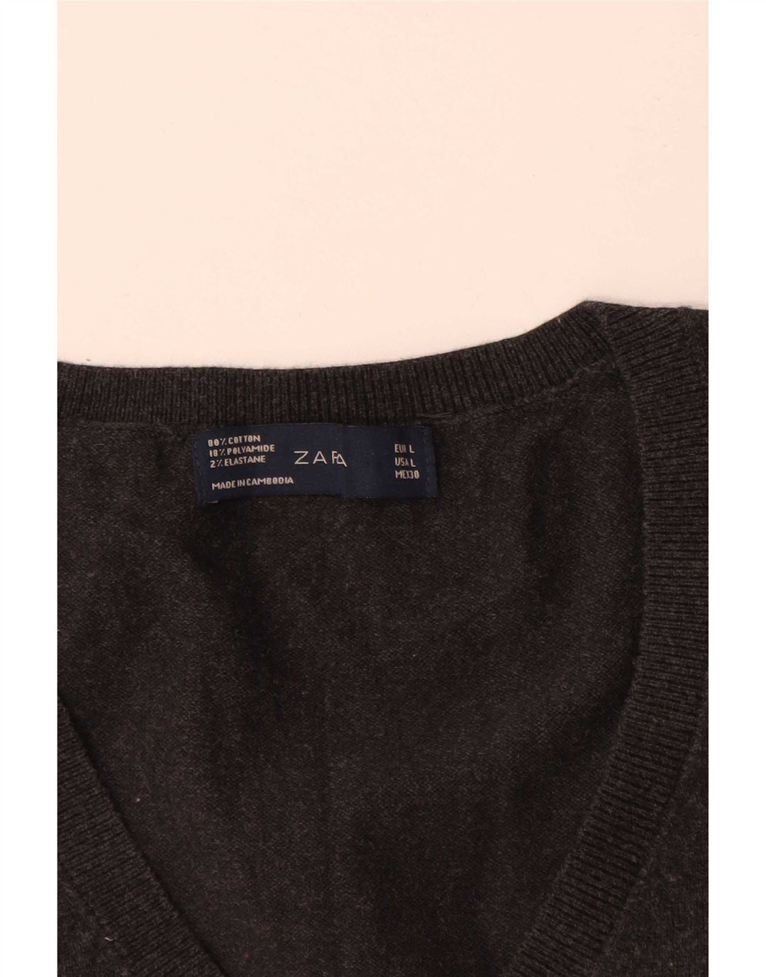 Zara Damen Weste Tank Top UK 14 Große graue Baumwolle