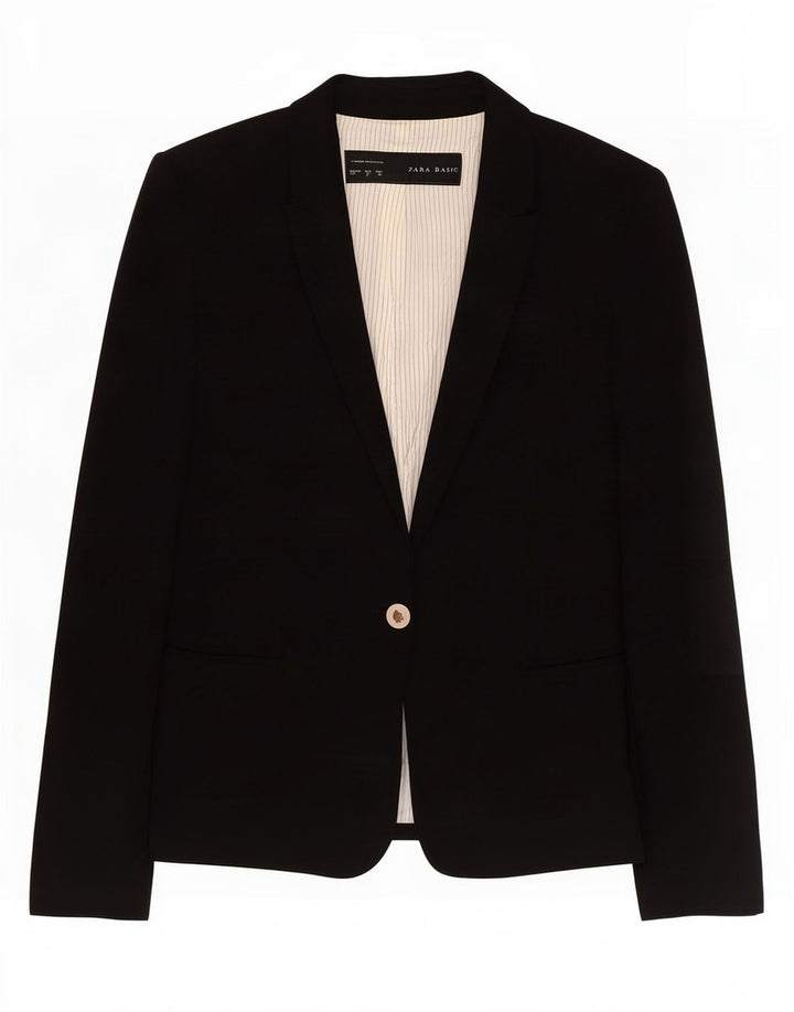 Zara Damen-Blazer mit 1 Knopf, Gr. 8, Schwarz, Acetat