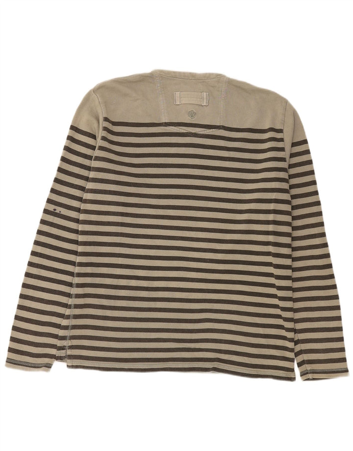 Fat Face Herren-Oberteil, langärmelig, groß, beige, gestreift, Baumwolle