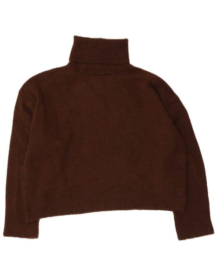 Zara Damen-Pullover, übergroß, bauchfrei, Rollkragenpullover, Gr. 10, Größe S, Braun