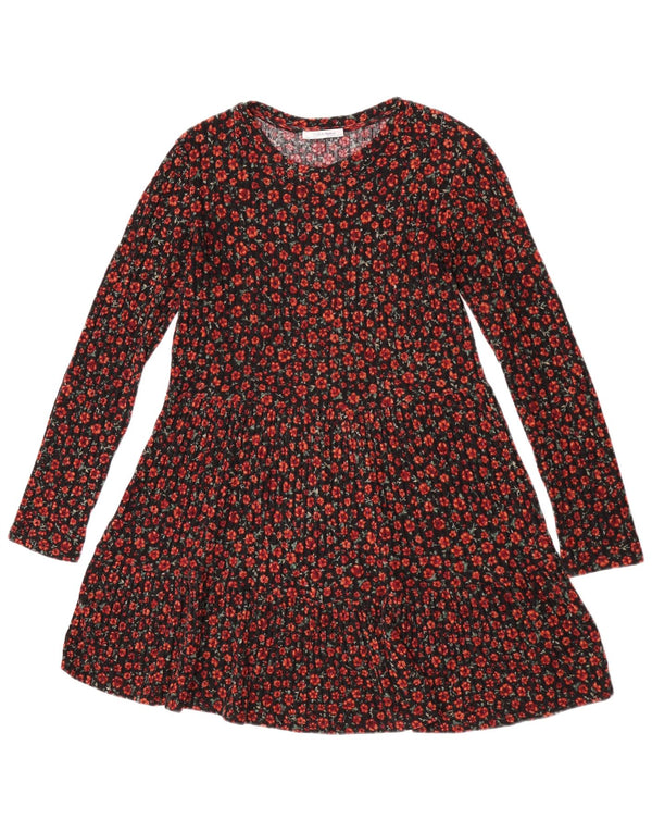Langärmliges A-Linien-Kleid von Zara für Damen, Gr. 12, Mittelschwarz, geblümt