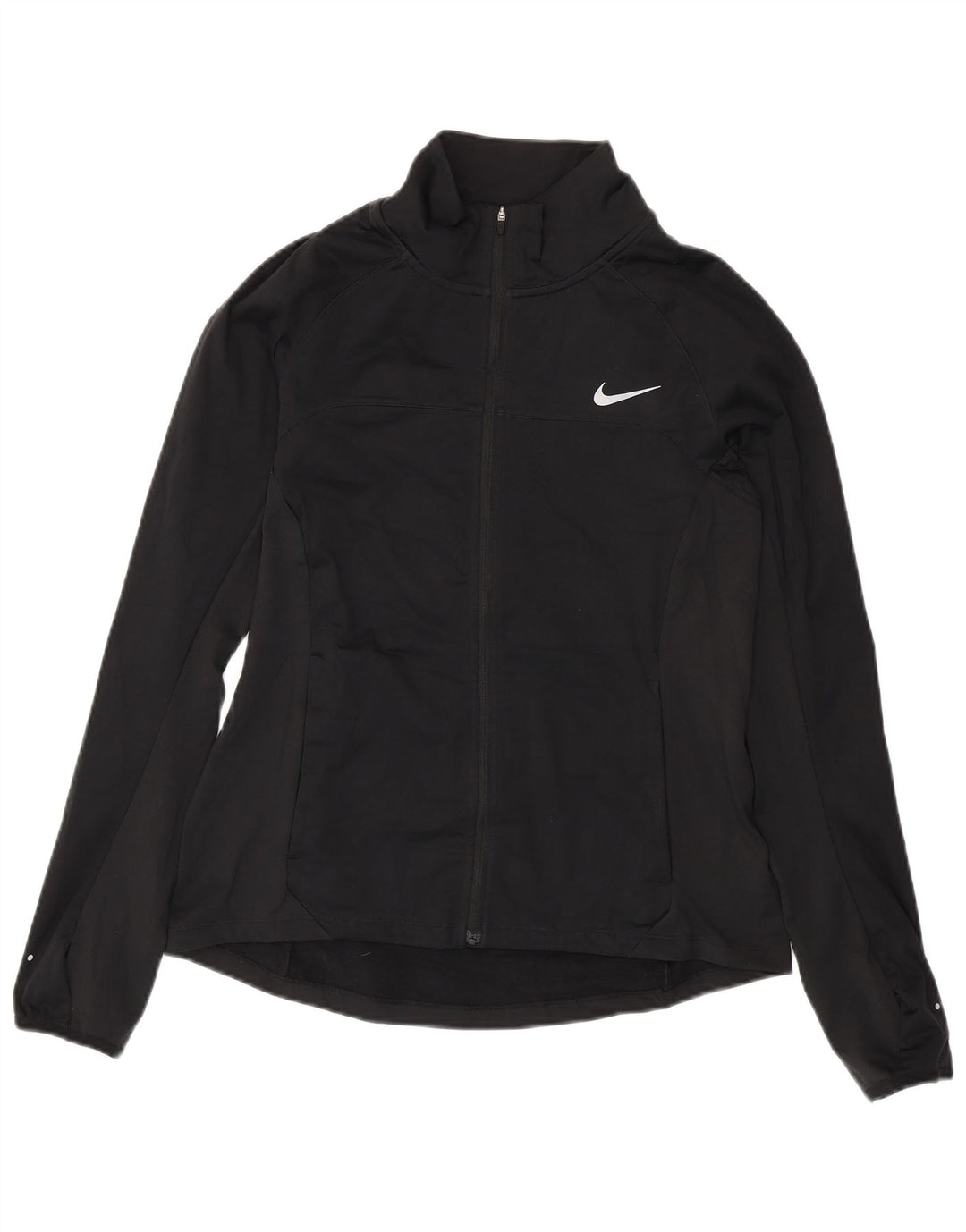 NIKE Damen-Trainingsanzug-Oberteiljacke UK 14 Mittelschwarzes Polyester