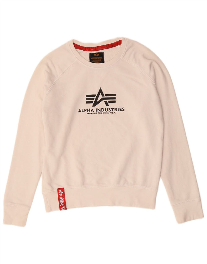 ALPHA INDUSTRIES Herren-Sweatshirt mit Grafik, XS, Weiß