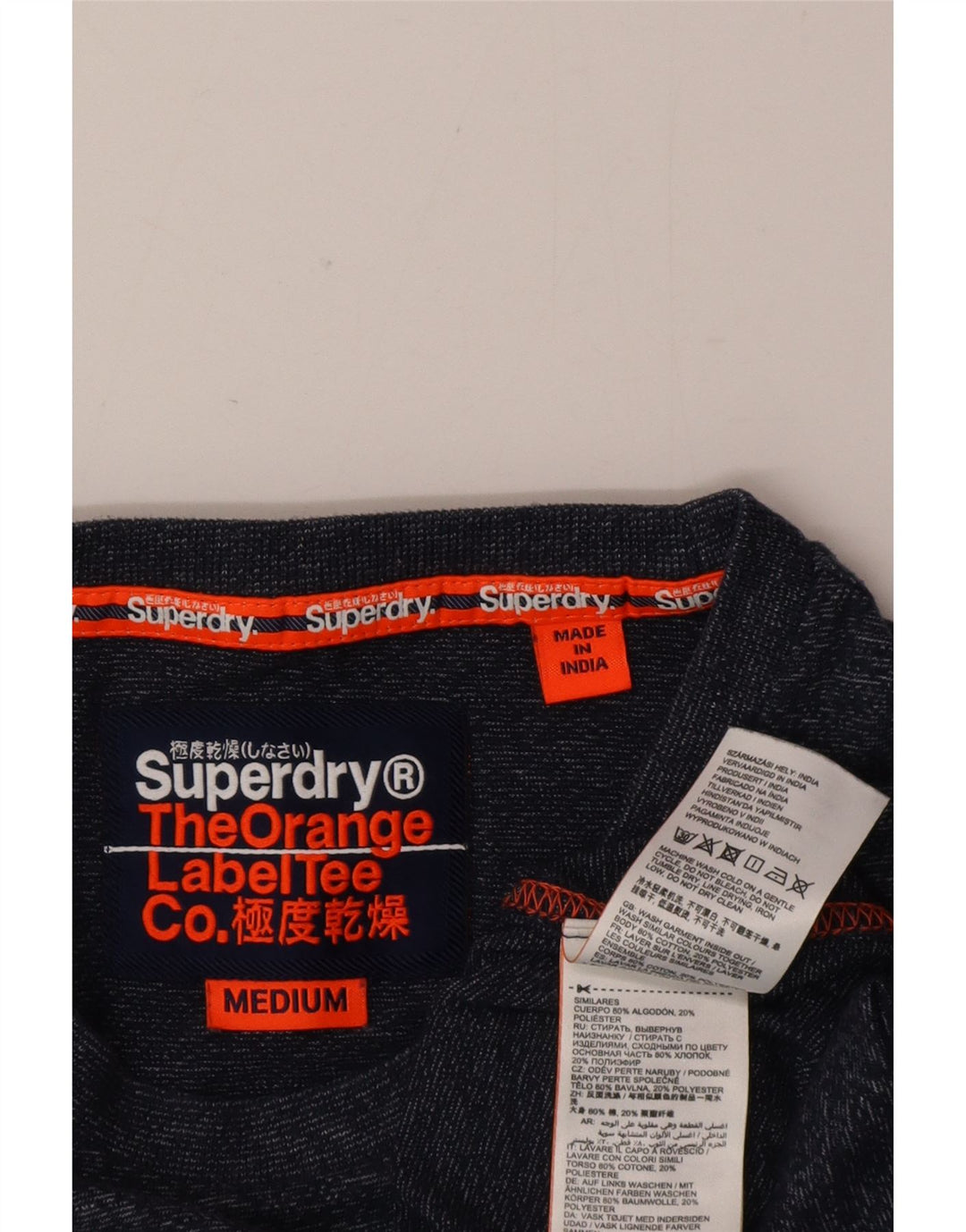 Superdry Herren T-Shirt-Oberteil aus Baumwolle in mittlerer Marineblau-Meseloptik