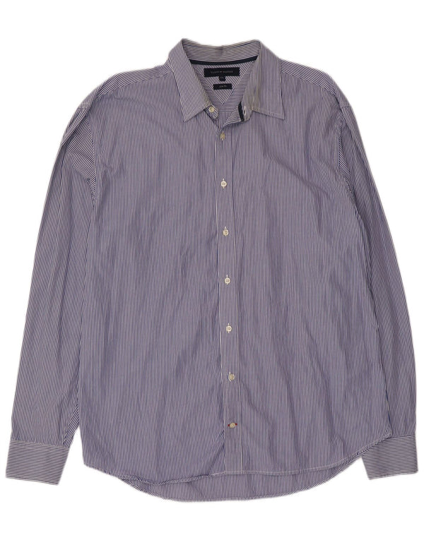 Tommy Hilfiger Herren Slim Fit Hemd 2XL Marineblau Nadelstreifen Baumwolle