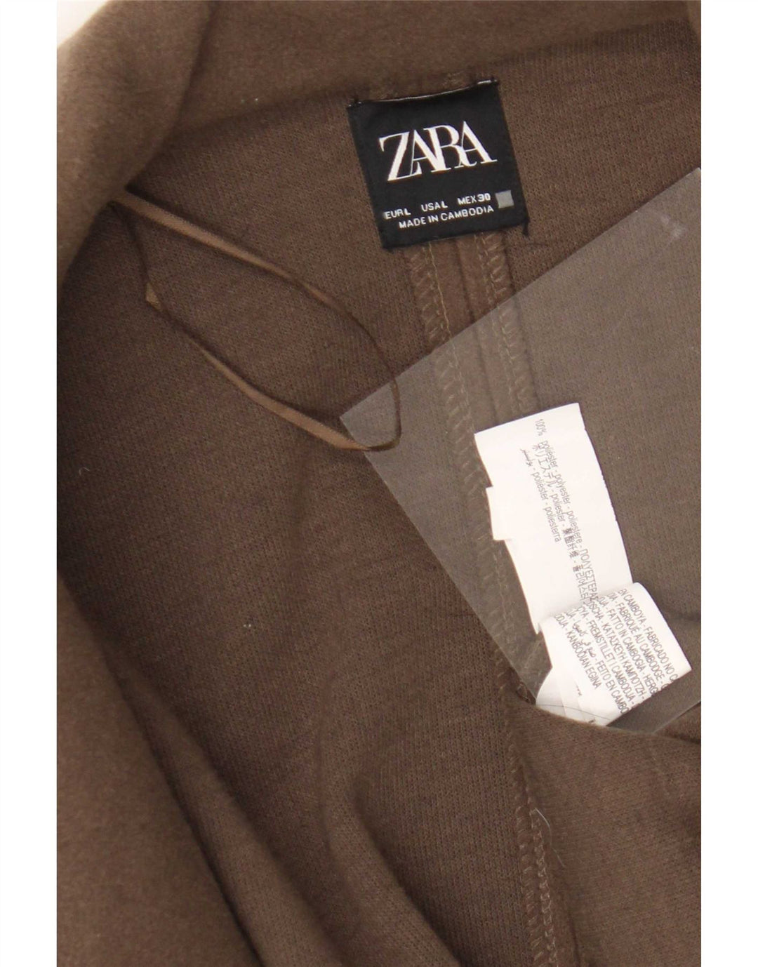 Zara Womens Open Overcoat UK 16 Large Braun Polyester