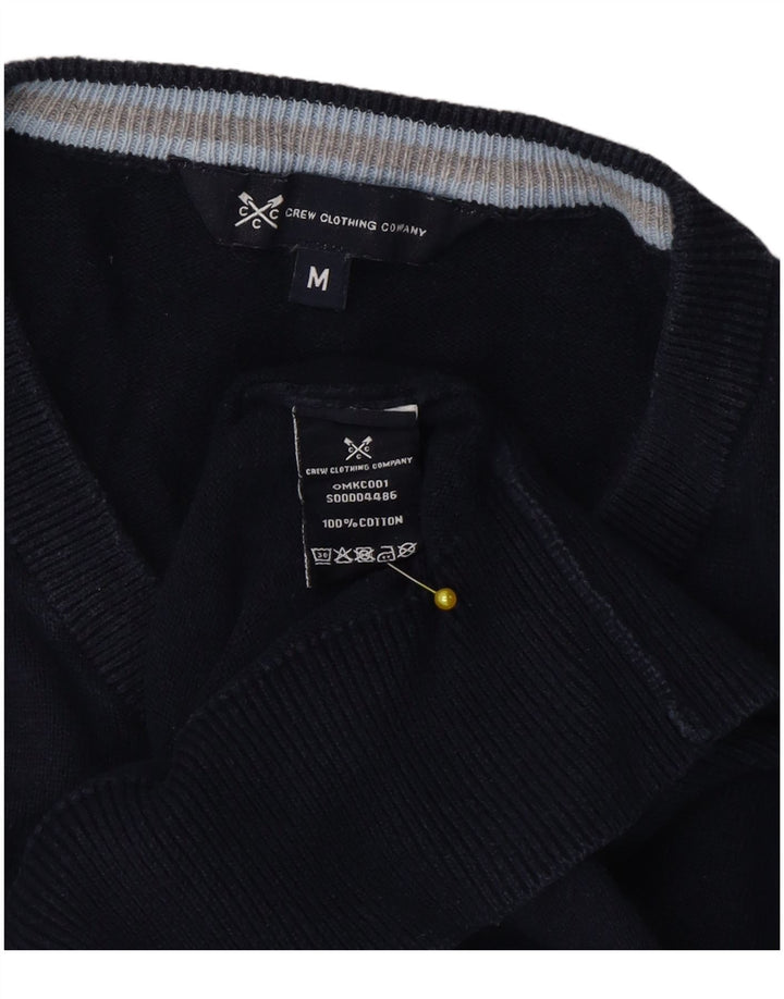 Crew Clothing Herren-Pullover mit V-Ausschnitt aus mittelblauer Baumwolle