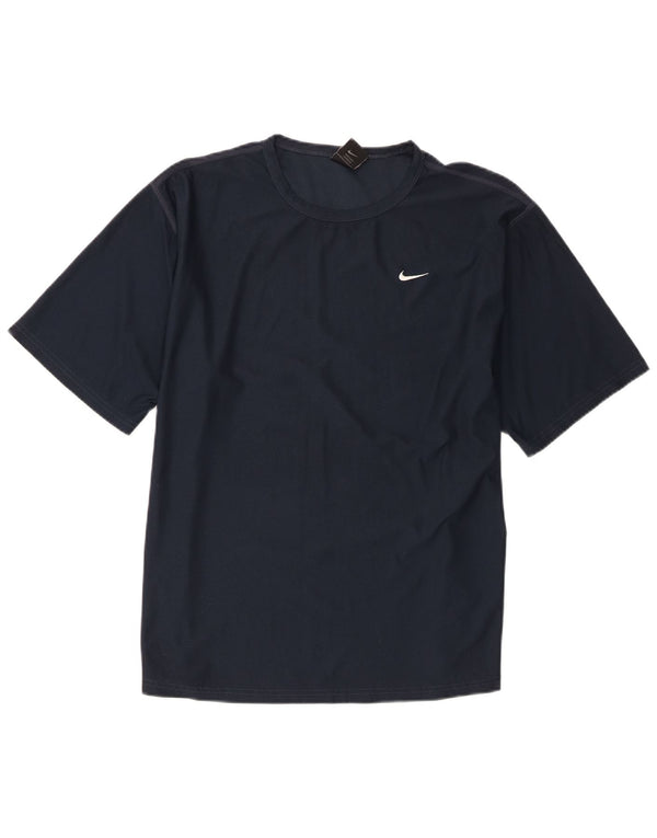 Nike Herren T-Shirt Top UK 42/44 Large Marineblau Polyester