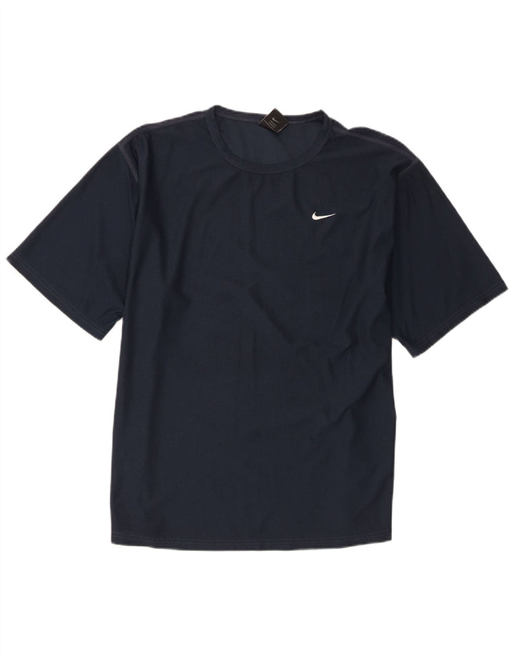 Nike Herren T-Shirt Top UK 42/44 Large Marineblau Polyester