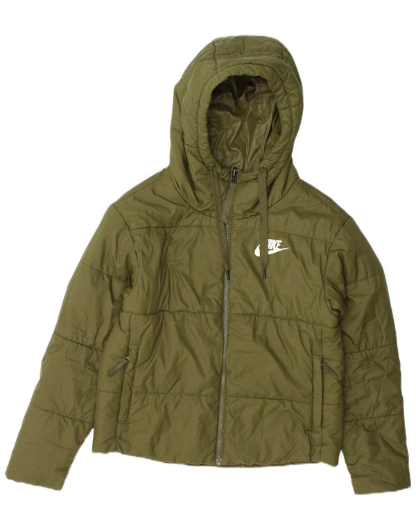 Nike Damen gepolsterte Wendejacke UK 12 Mittelgrünes Polyester