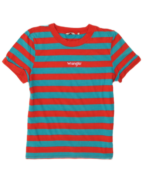 Wrangler Womens Graphic T-Shirt Top UK 6 XS Orange gestreift Baumwolle