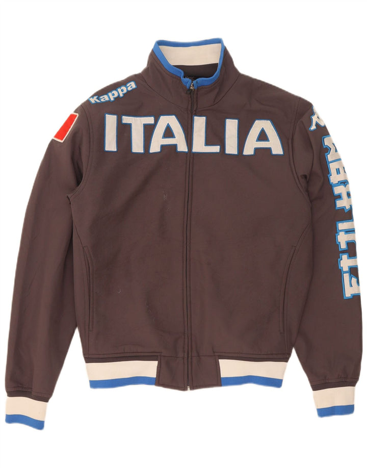 Kappa Herren Italia Graphic Trainingsanzug Top Jacke Mittelbraun Farbblock