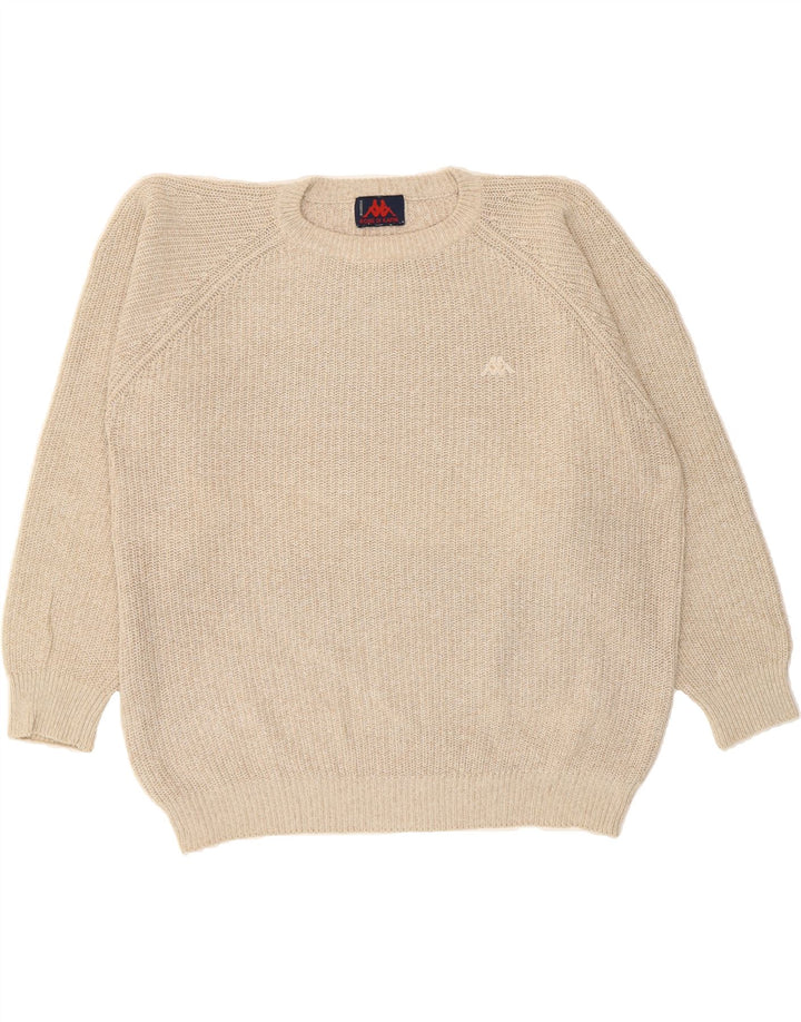 KAPPA Womens Oversized Boat Neck Jumper Sweater UK 14 Medium Beige Cotton Vintage Kappa and Second-Hand Kappa from Messina Hembry 