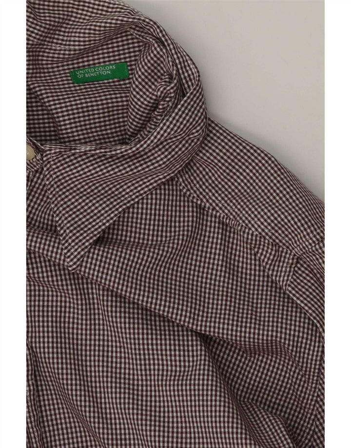 Benetton Damen-Hemd UK 16 Large Brown Gingham