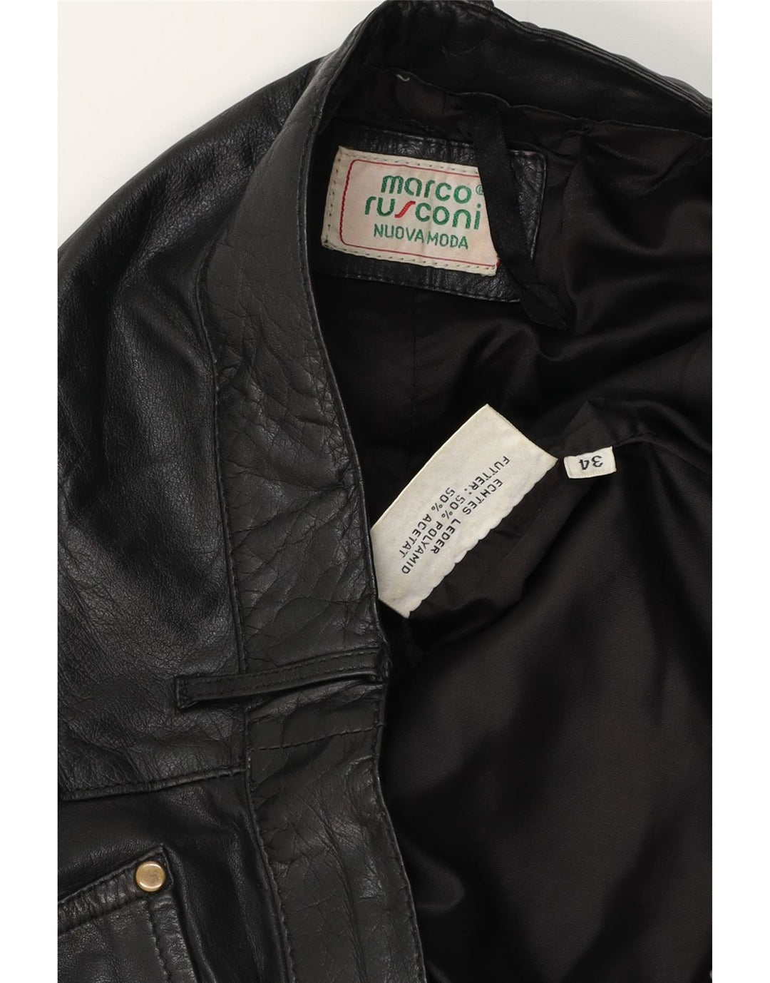 Vintage Herren gerade Lederhose W34 L30 schwarzes Leder