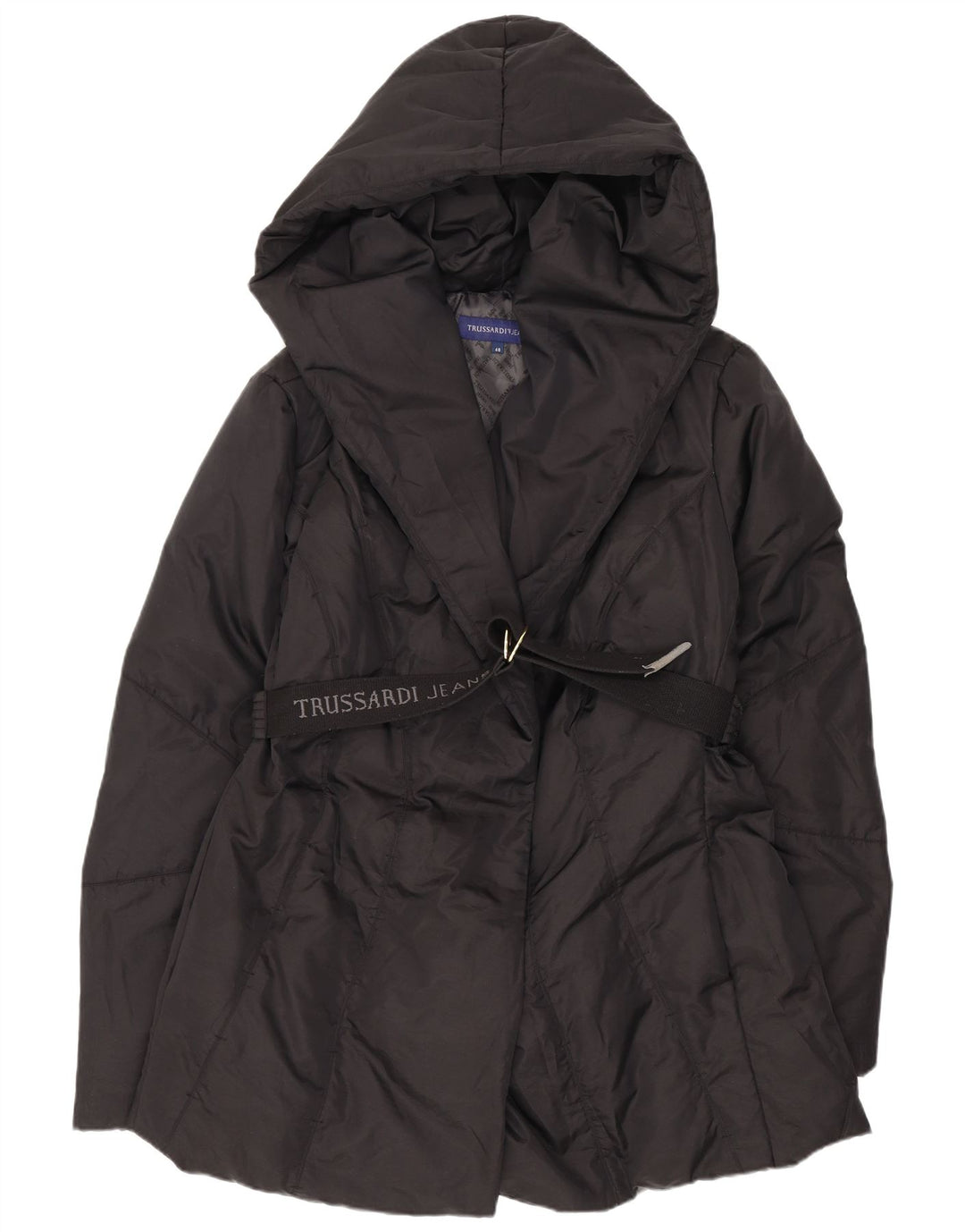 Trussardi Jeans Damen Wattierte Jacke mit Kapuze IT 48 XL Schwarz