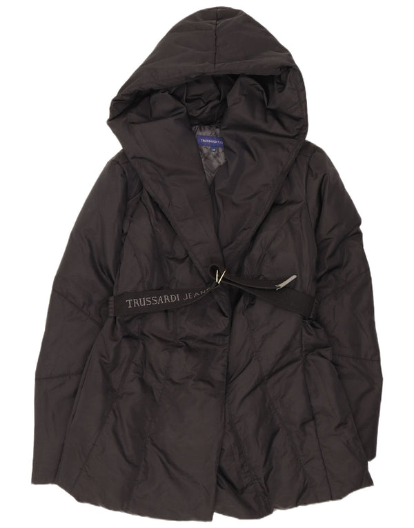 Trussardi Jeans Damen Wattierte Jacke mit Kapuze IT 48 XL Schwarz