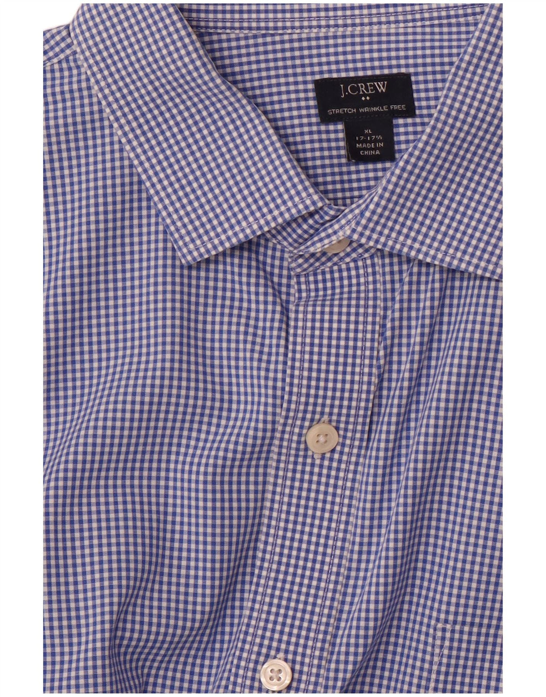 J. Crew Herren Stretch-Hemd, Größe 17 17/12 XL, blauer Gingham
