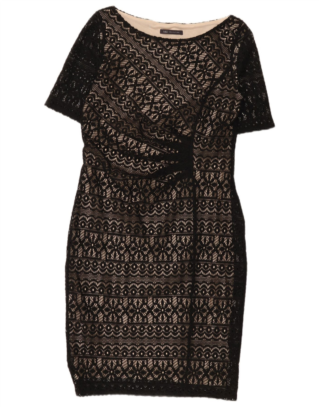 Marks & Spencer Spitzen-Etuikleid für Damen, Gr. 12, Mittelschwarz, geblümt