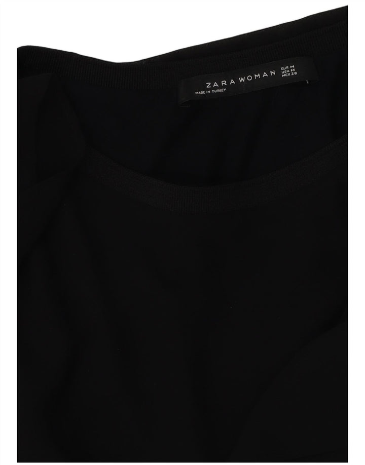Zara Damen Bluse Top UK 14 Medium Schwarz